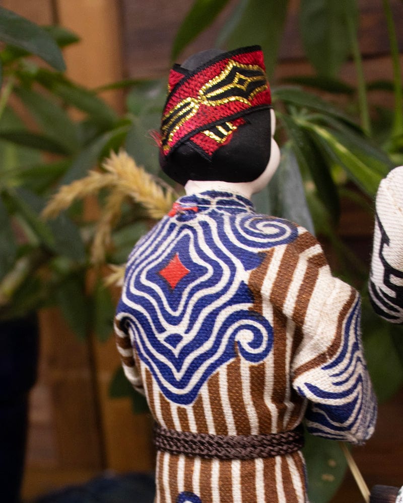 Ainu Dolls, Man Holding Fish and Woman with Grain, 8" tall - Image 7