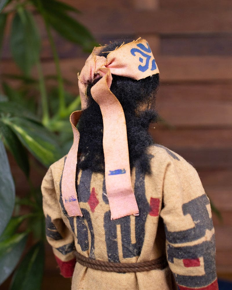 Ainu Doll Set, Man and Woman in Cloth Robes, 9" tall - Image 3