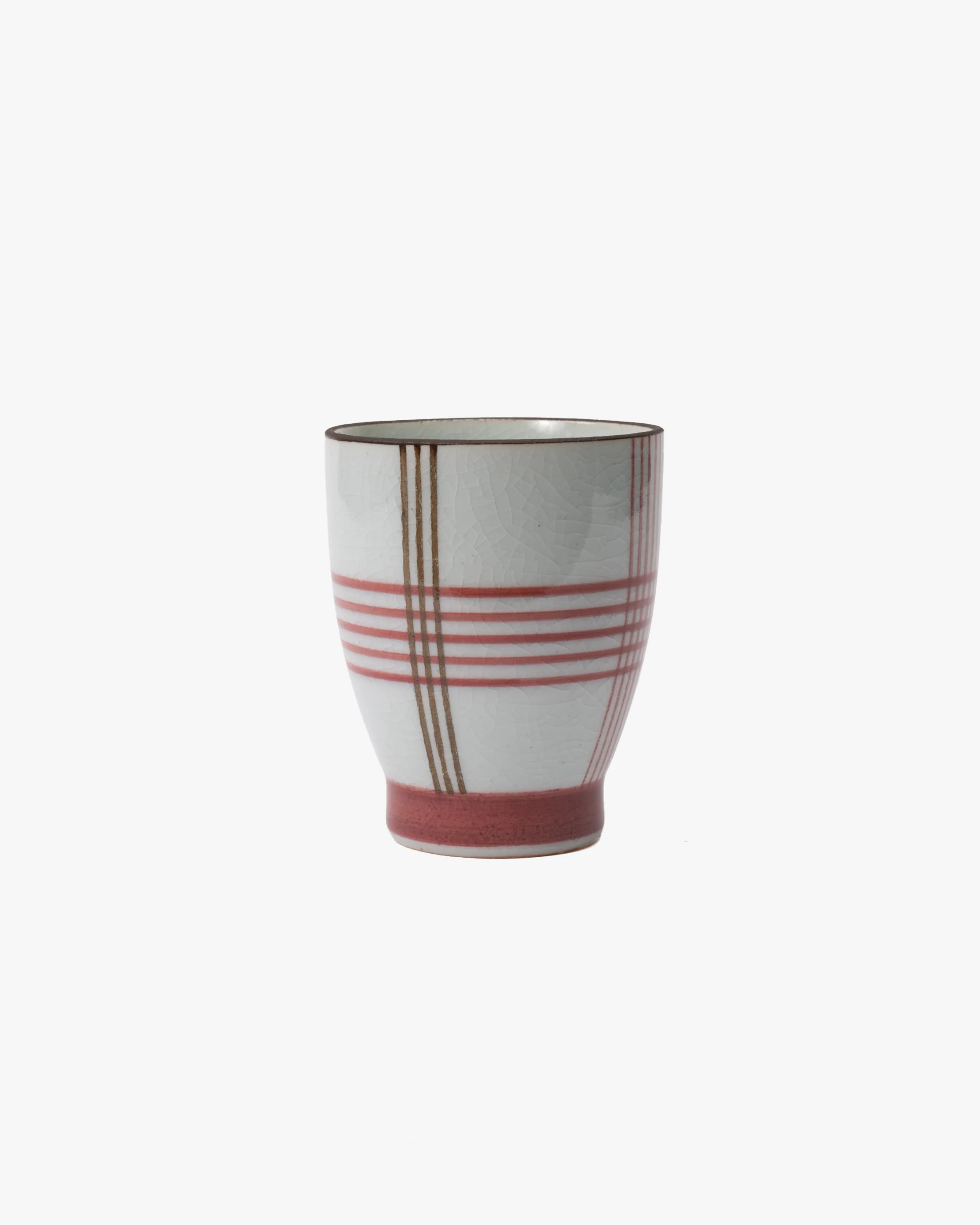 Yunomi Cup, Bisque, Plaid Red