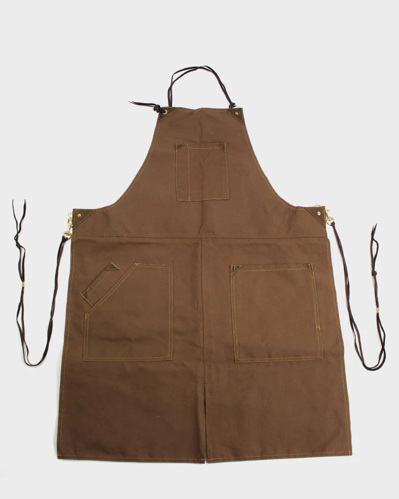 Kokoro Original Work Apron, Full, Canvas, Brown - Image 2