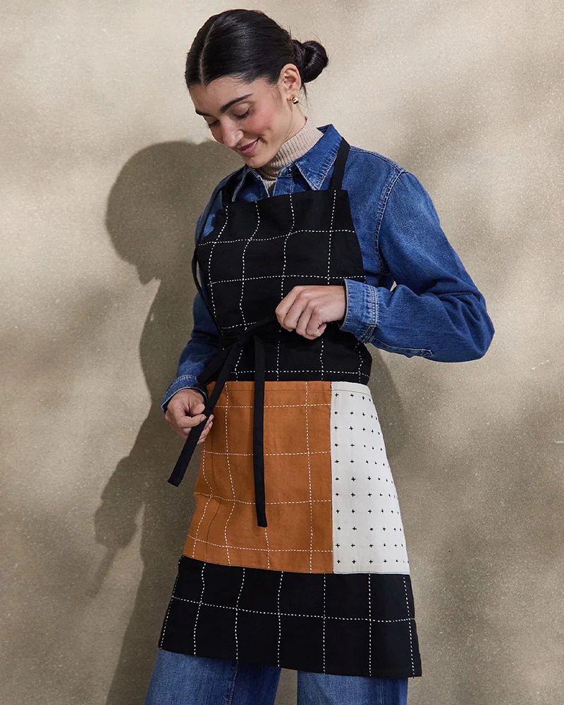 Anchal, Charcoal Organic Cotton Bib Apron - Image 2