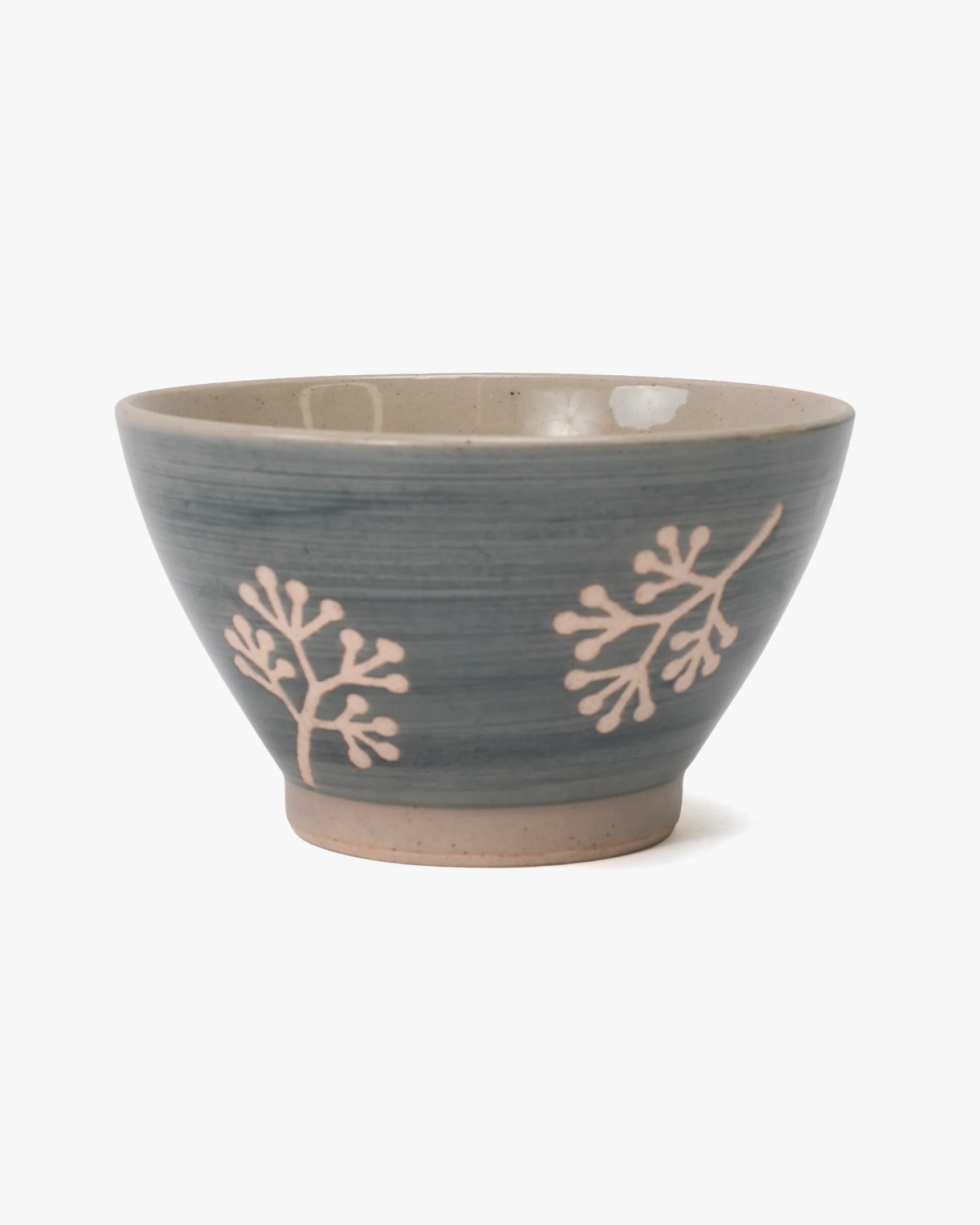Minori Chawan Bowl, Bisque, Sprigs - Image 4