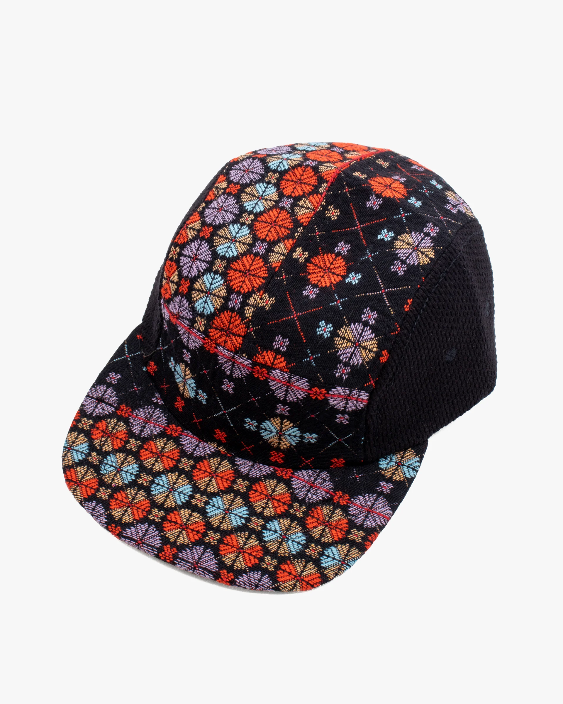 Kiriko Original Cap, 5-Panel, Two Tone, Multicolor Chrysanthemum French Jacquard with Black Sashi-Ori - Image 2