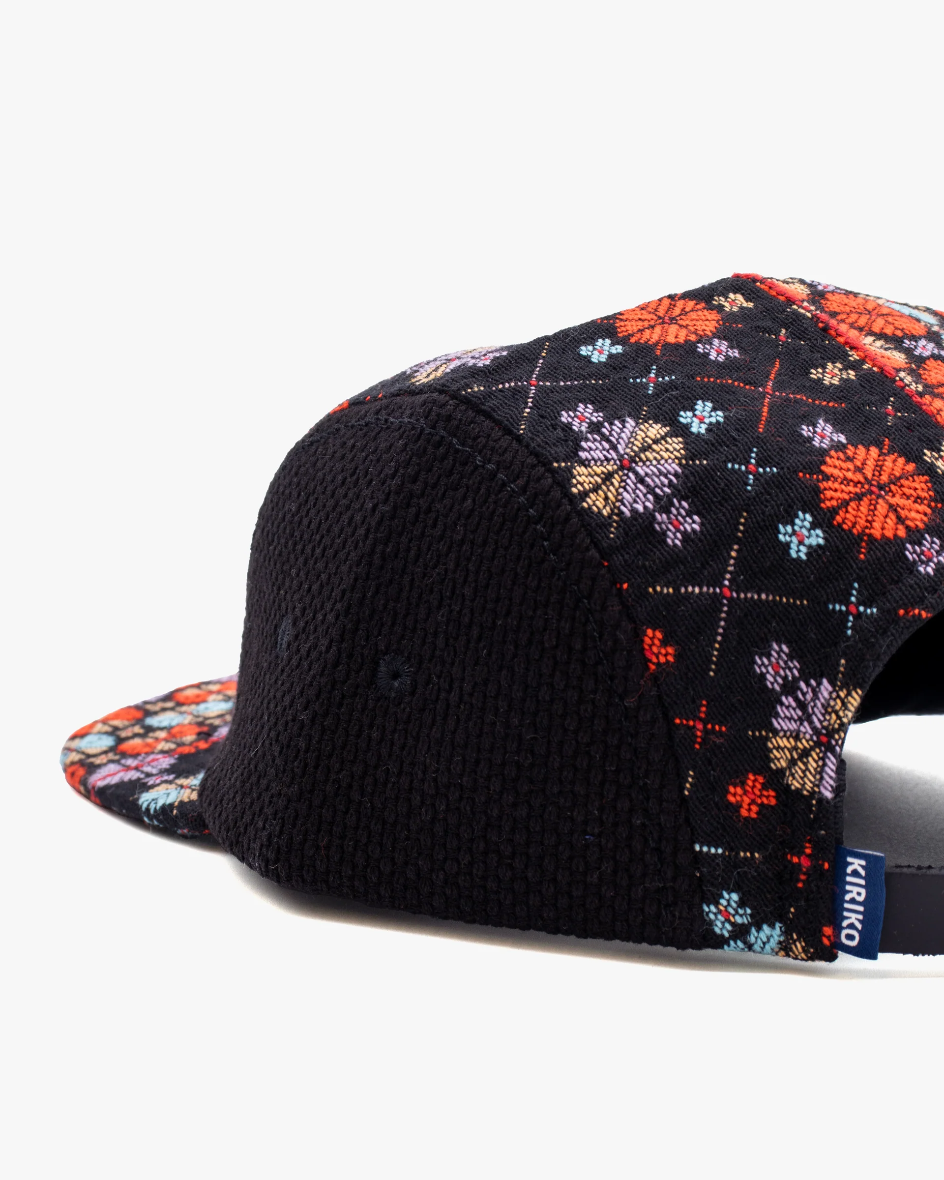 Kiriko Original Cap, 5-Panel, Two Tone, Multicolor Chrysanthemum French Jacquard with Black Sashi-Ori - Image 3
