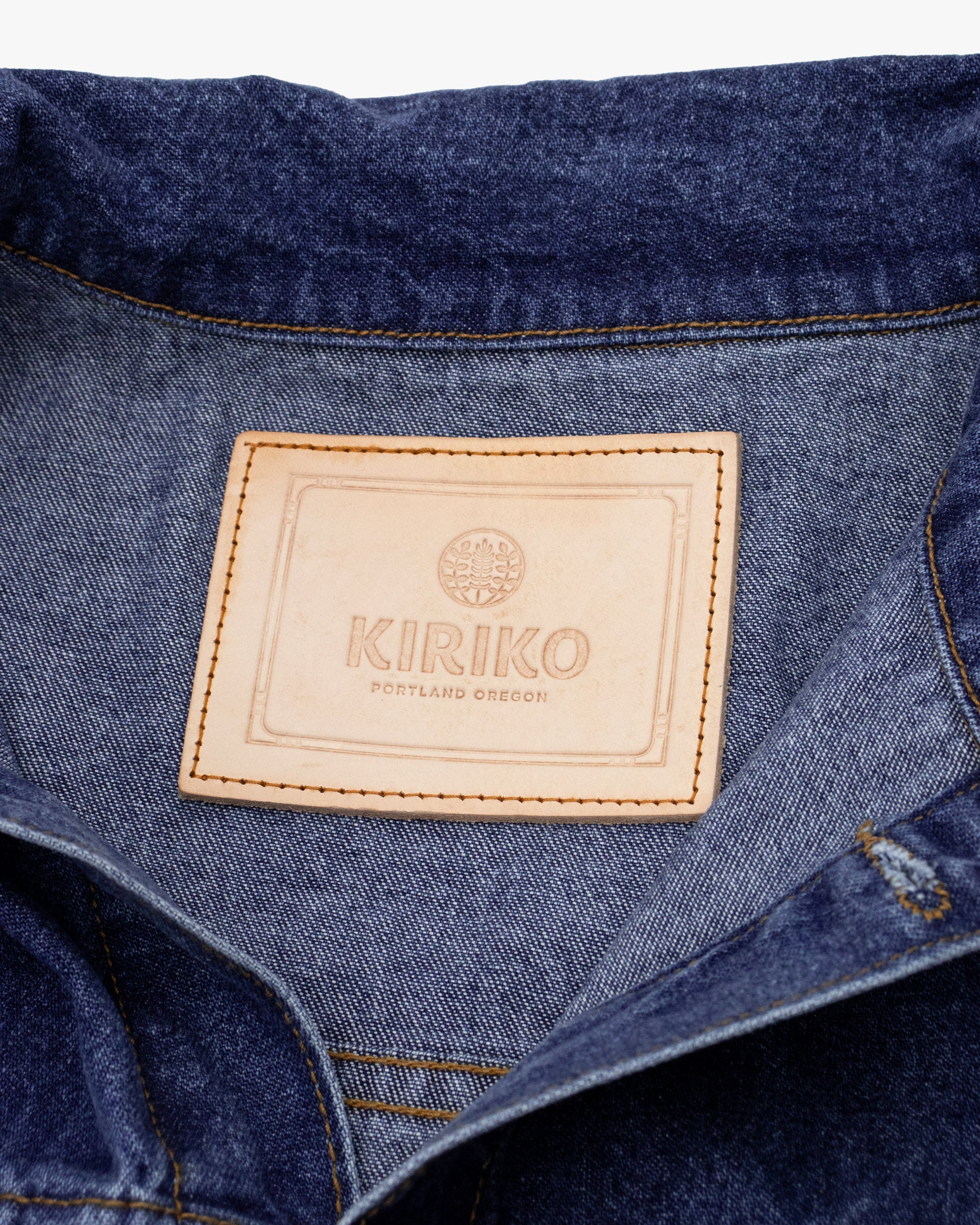 Kiriko Original Type II Denim Trucker Jacket, Trimmed with Patched Nami Fabric, Bleached Denim - Image 7