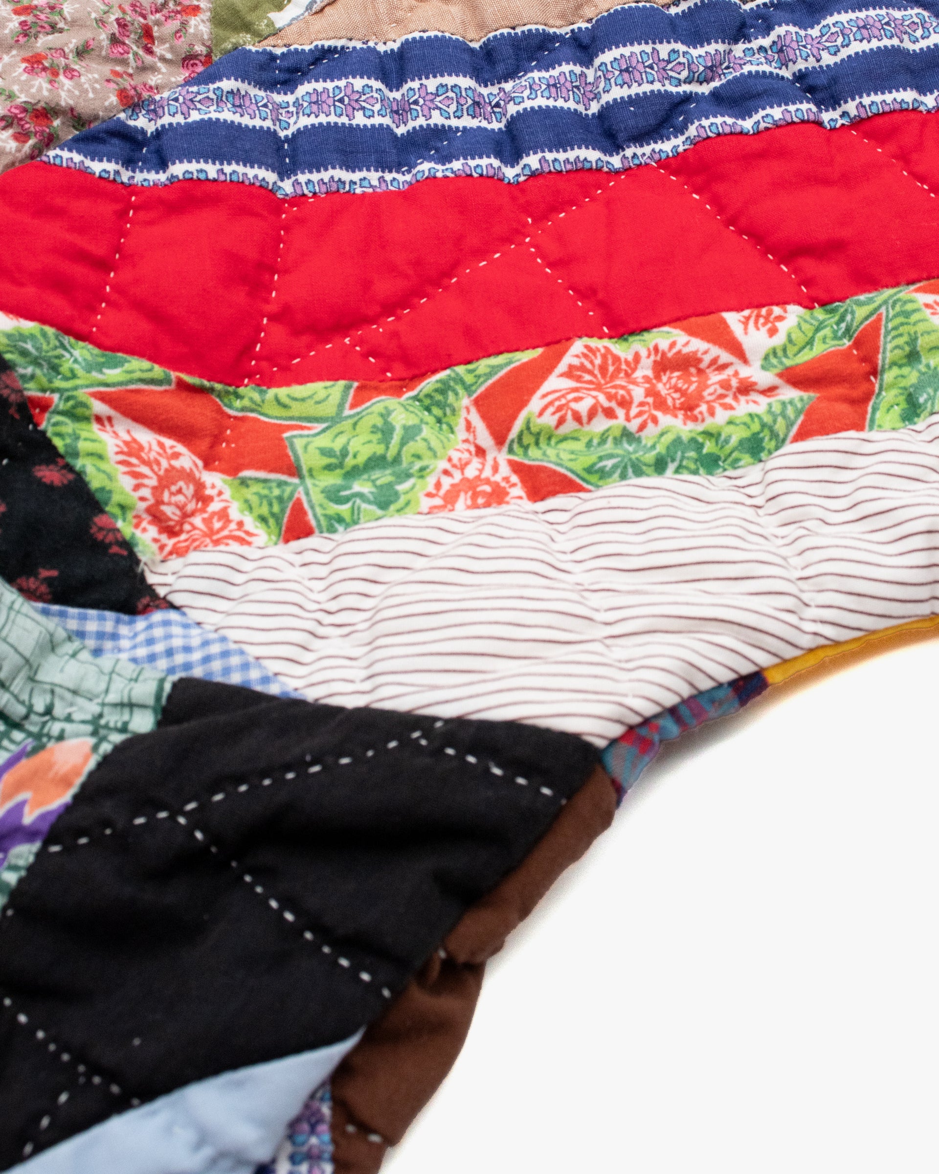 Stand-up Collar Haori Jacket, Quilted, Multicolor Floral with Paisley Lining - Image 14