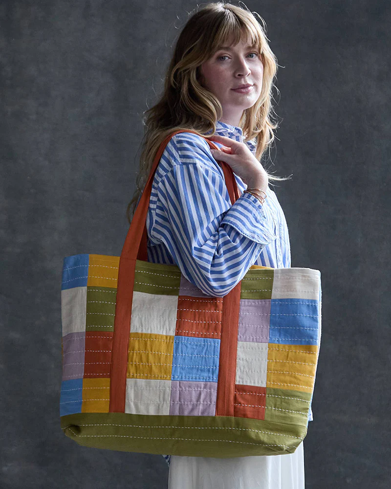 Anchal, Checkered Canvas Tote Bag - Image 2
