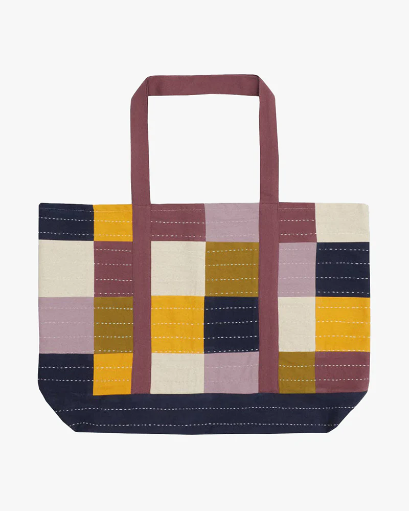 Anchal, Checkered Canvas Tote Bag - Image 5