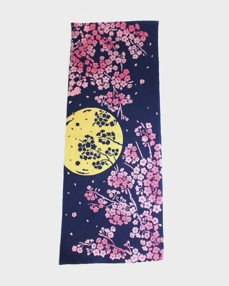 Tenugui, Chusen-Zome, Cherry Blossoms Under Moonlight - Image 2