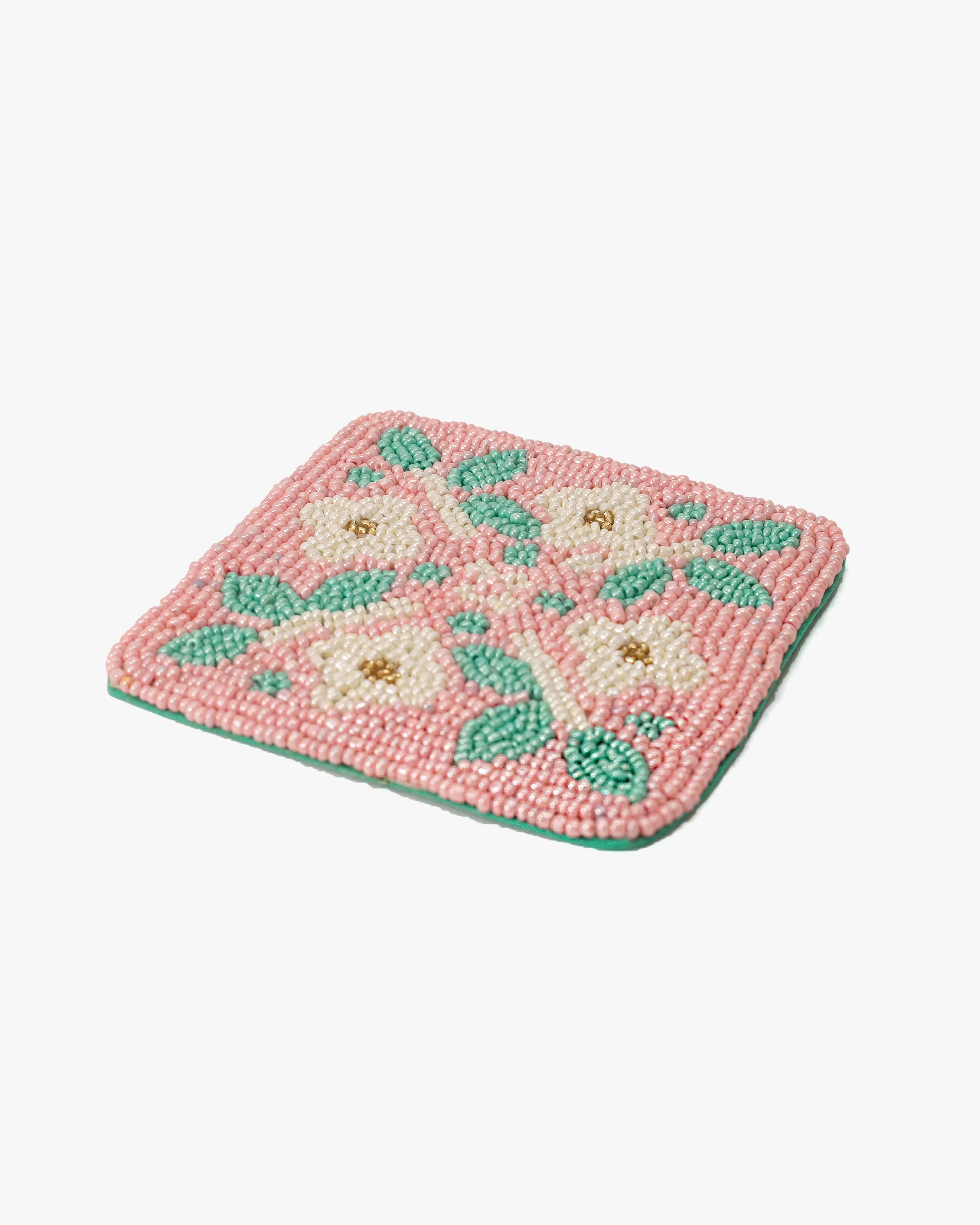 Coaster, Bisque, Beaded Flower Pattern Pink - Image 4