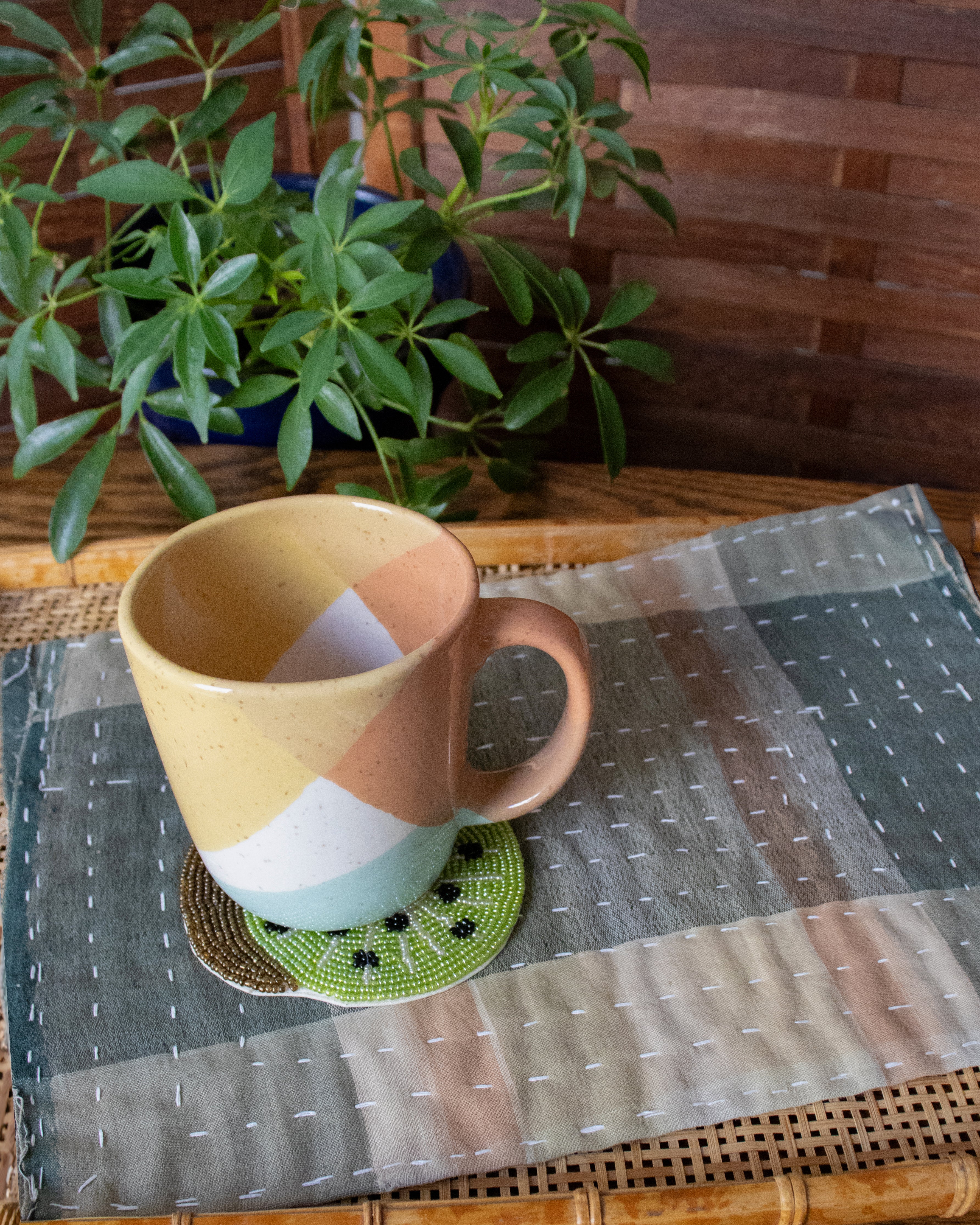 Coaster, Bisque, Beaded Kiwi - Image 2