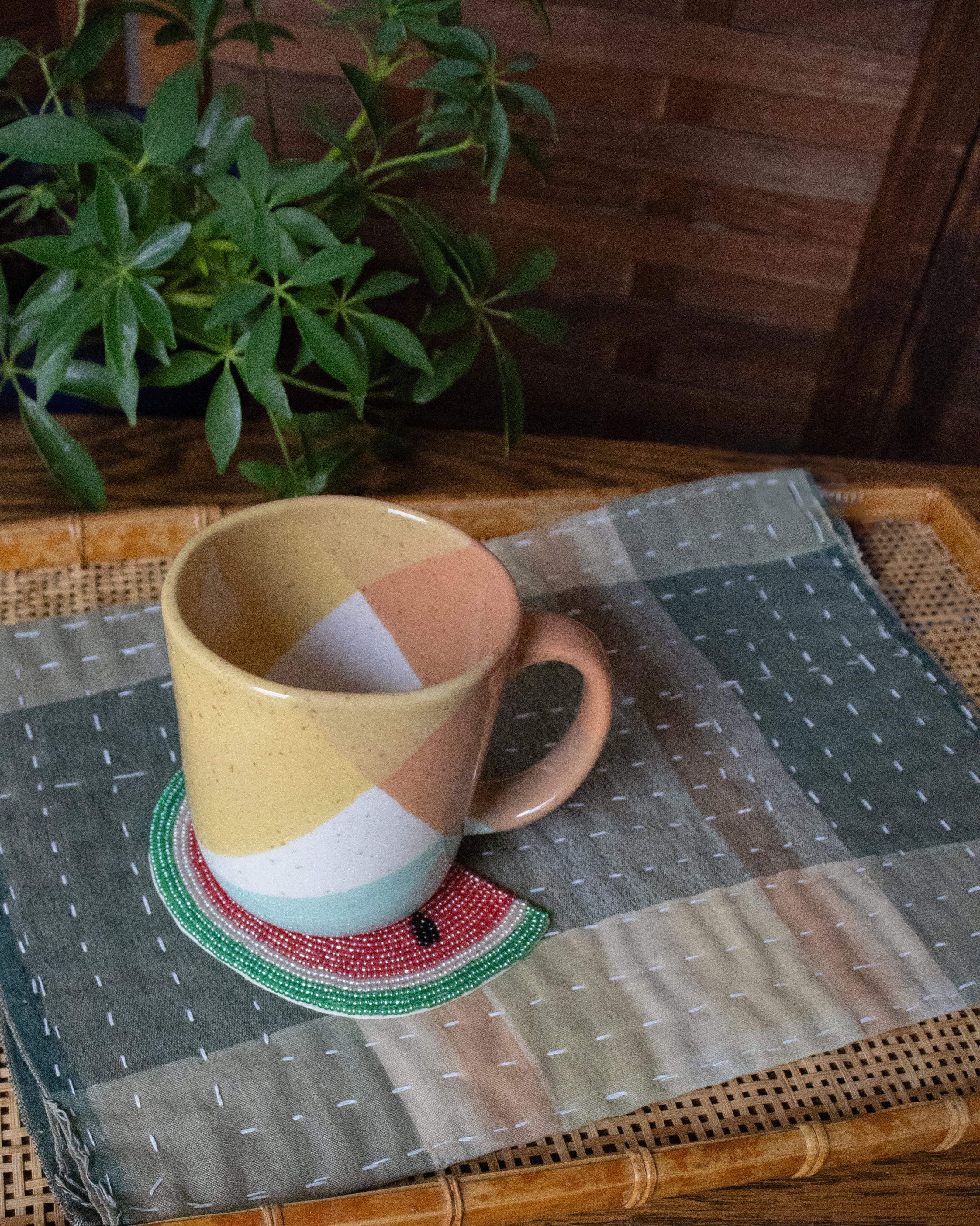 Coaster, Bisque, Beaded Watermelon - Image 2