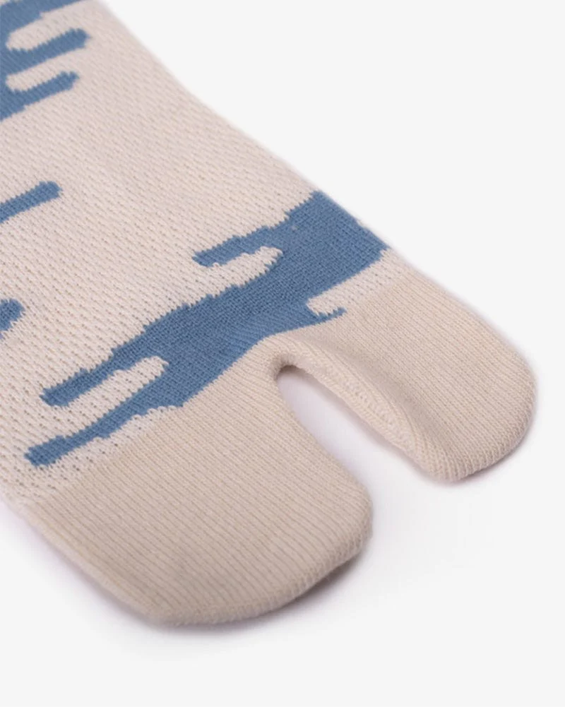 Wa-Modern, Tabi Socks, Ankle, Kakure Kanoko Mesh, White and Blue (M/L) - Image 3