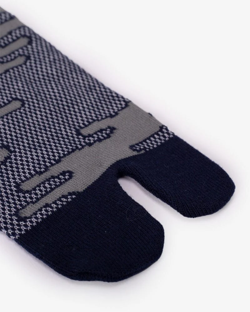Wa-Modern, Tabi Socks, Ankle, Kakure Kanoko Mesh, Indigo and Grey (M/L) - Image 4