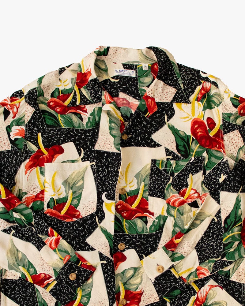 Japanese Repro Shirt, Aloha Long Sleeve, Sun Surf Brand, Red Floral - M - Image 2