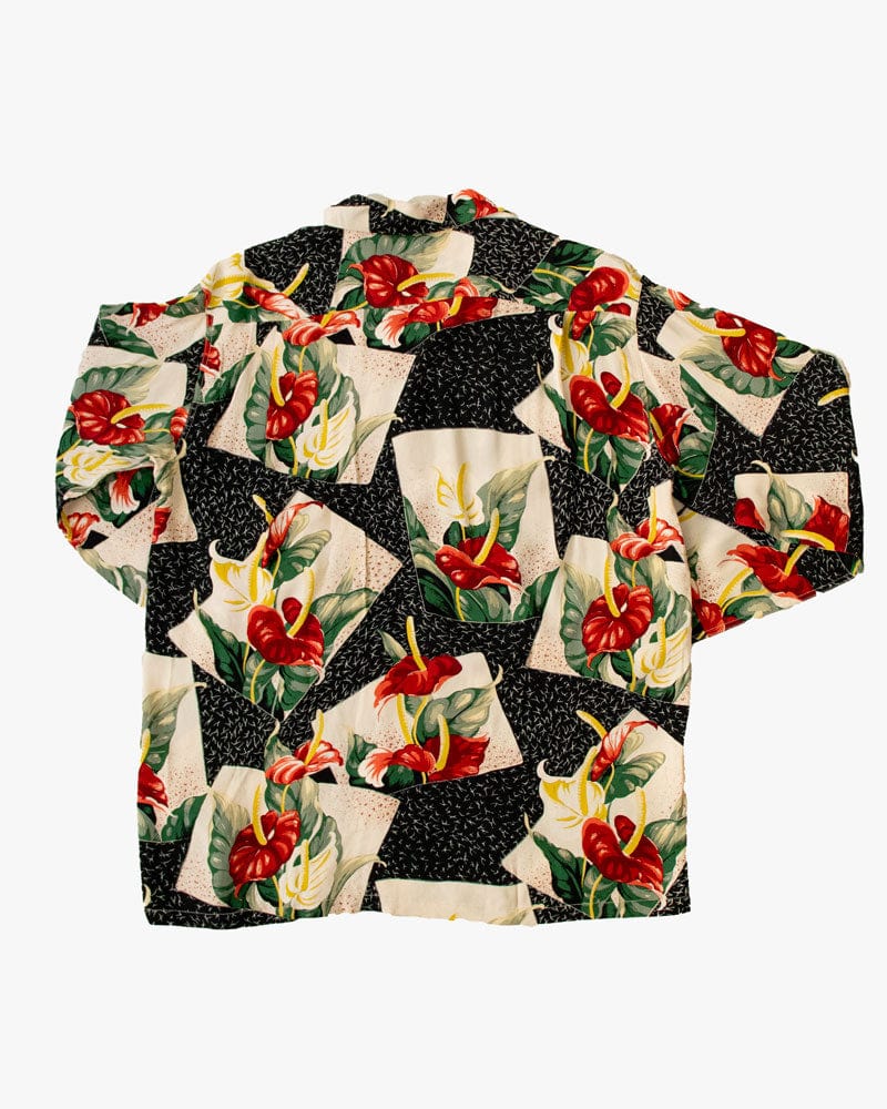Japanese Repro Shirt, Aloha Long Sleeve, Sun Surf Brand, Red Floral - M - Image 3
