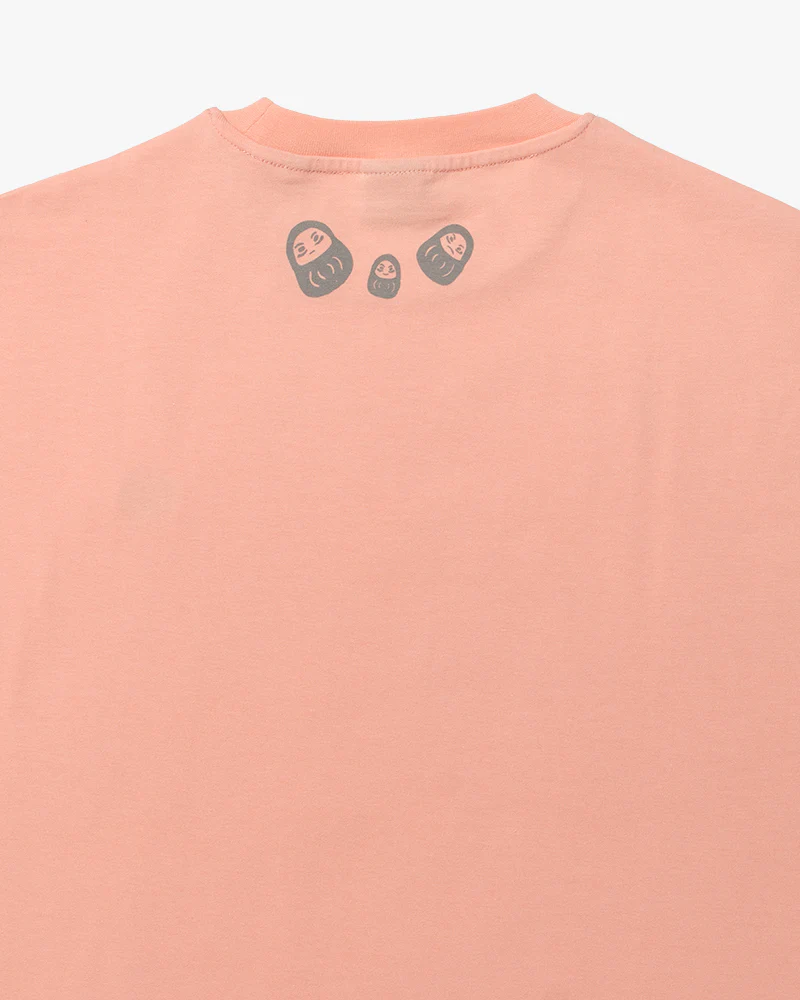 Kiriko Original Tee, Printed Daruma, Pink with Grey - Image 8