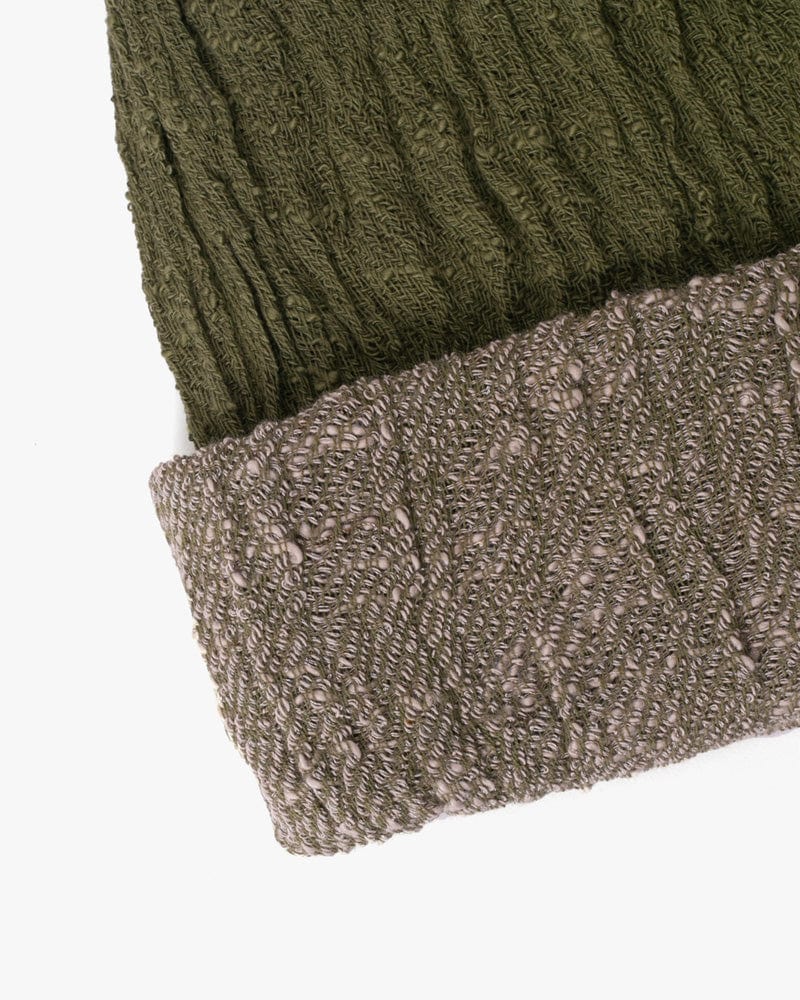 Kobo Oriza Knit Cap, Cotton Multi Functional, Split Green and Gray, 9 ˝ - Image 3