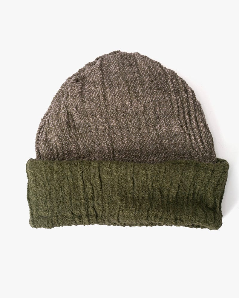 Kobo Oriza Knit Cap, Cotton Multi Functional, Split Green and Gray, 9 ˝ - Image 4