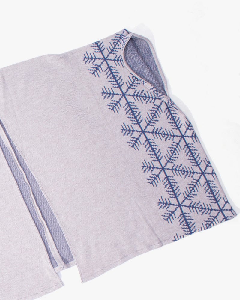 Wa-Modern Poncho, Light Gray and Blue Kessho - Image 3