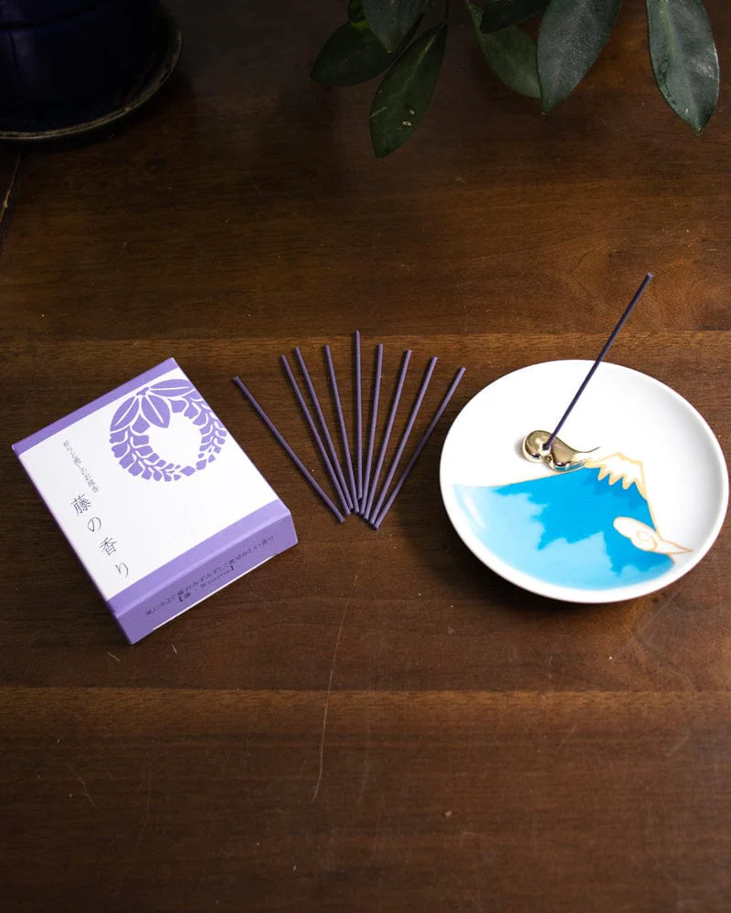 YOU YOU ANG Incense, Set with Blue Incense Plate, Wisteria - Image 2