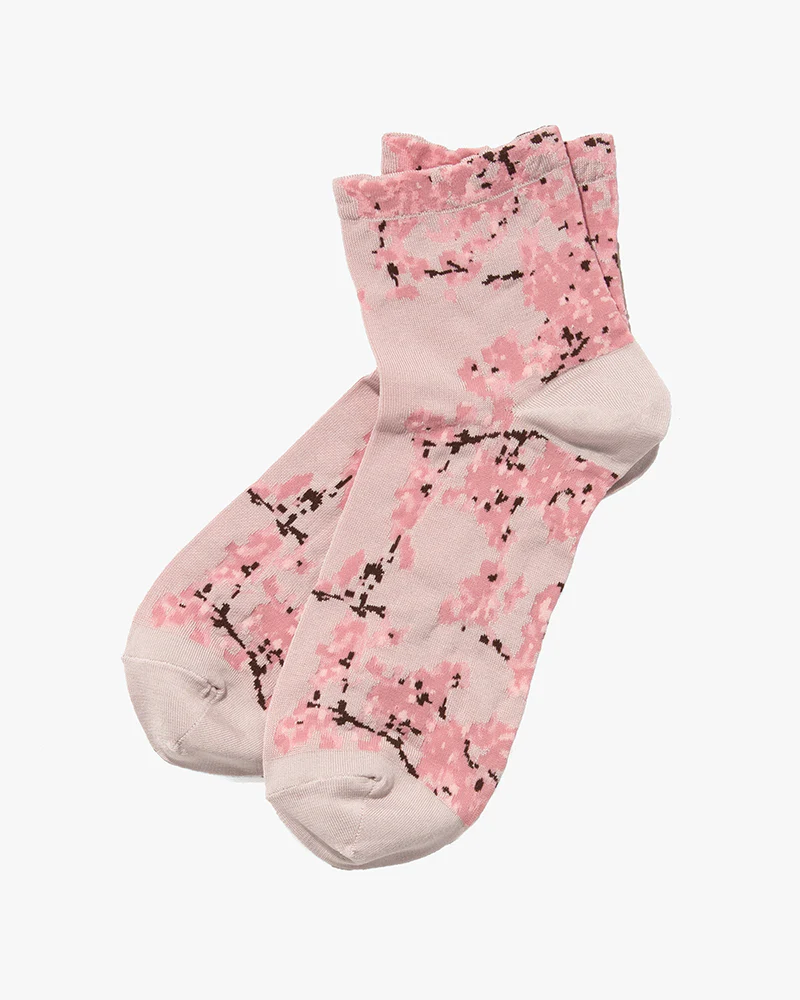 Debby Co., Crew Socks, Andé Collection, Pink Branches - Image 3