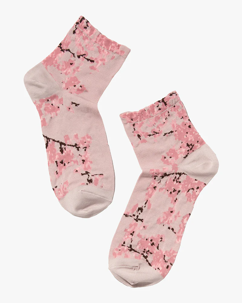 Debby Co., Crew Socks, Andé Collection, Pink Branches - Image 4