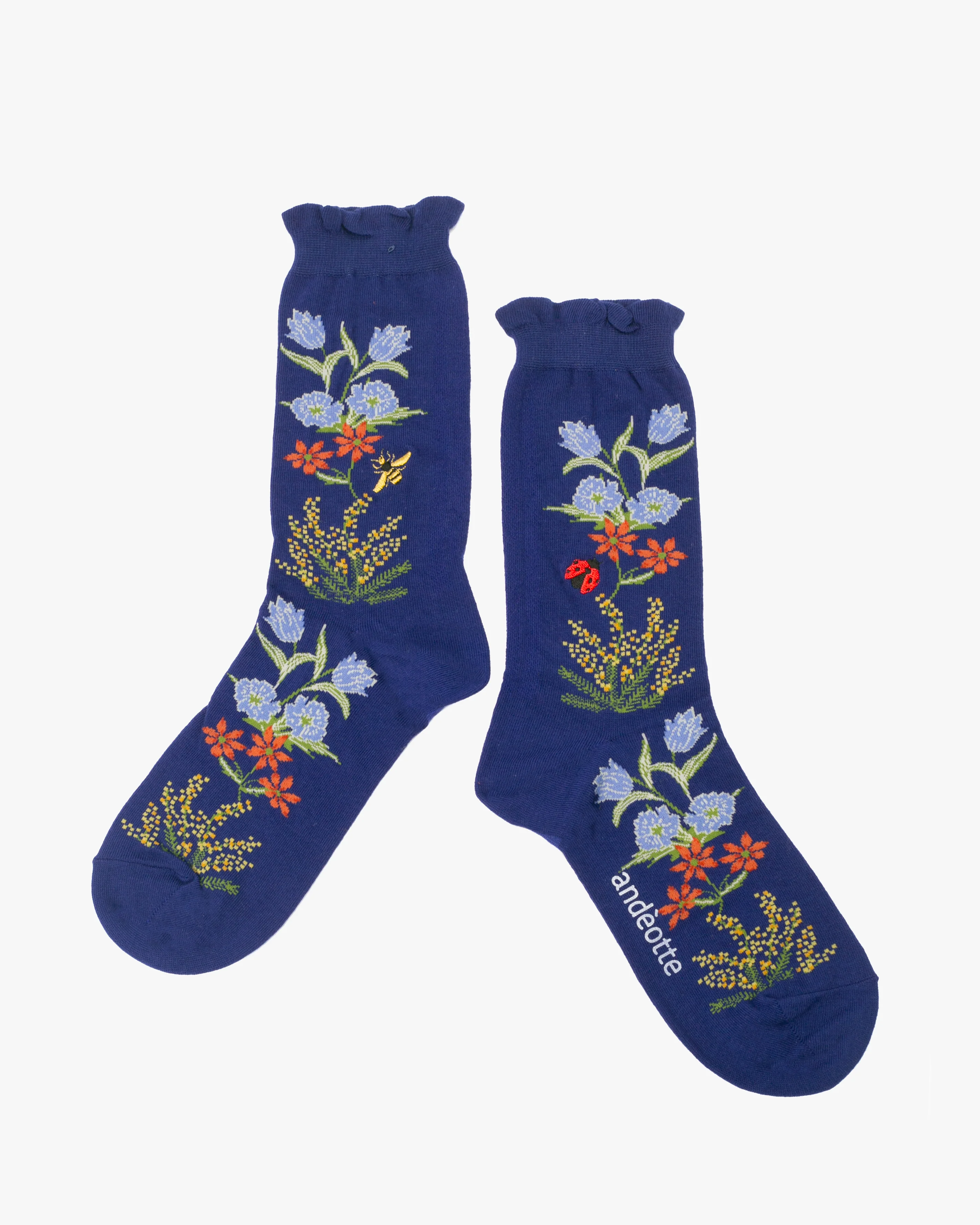 Debby Co. Crew Socks, Andeotte Collection, Cobalt Blue - Image 2