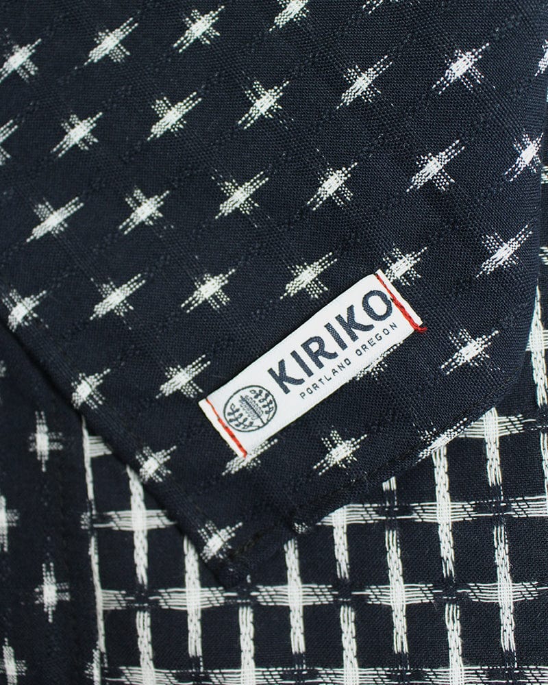Kiriko Original Scarf, Double Split, White and Indigo, Jyuji - Image 5