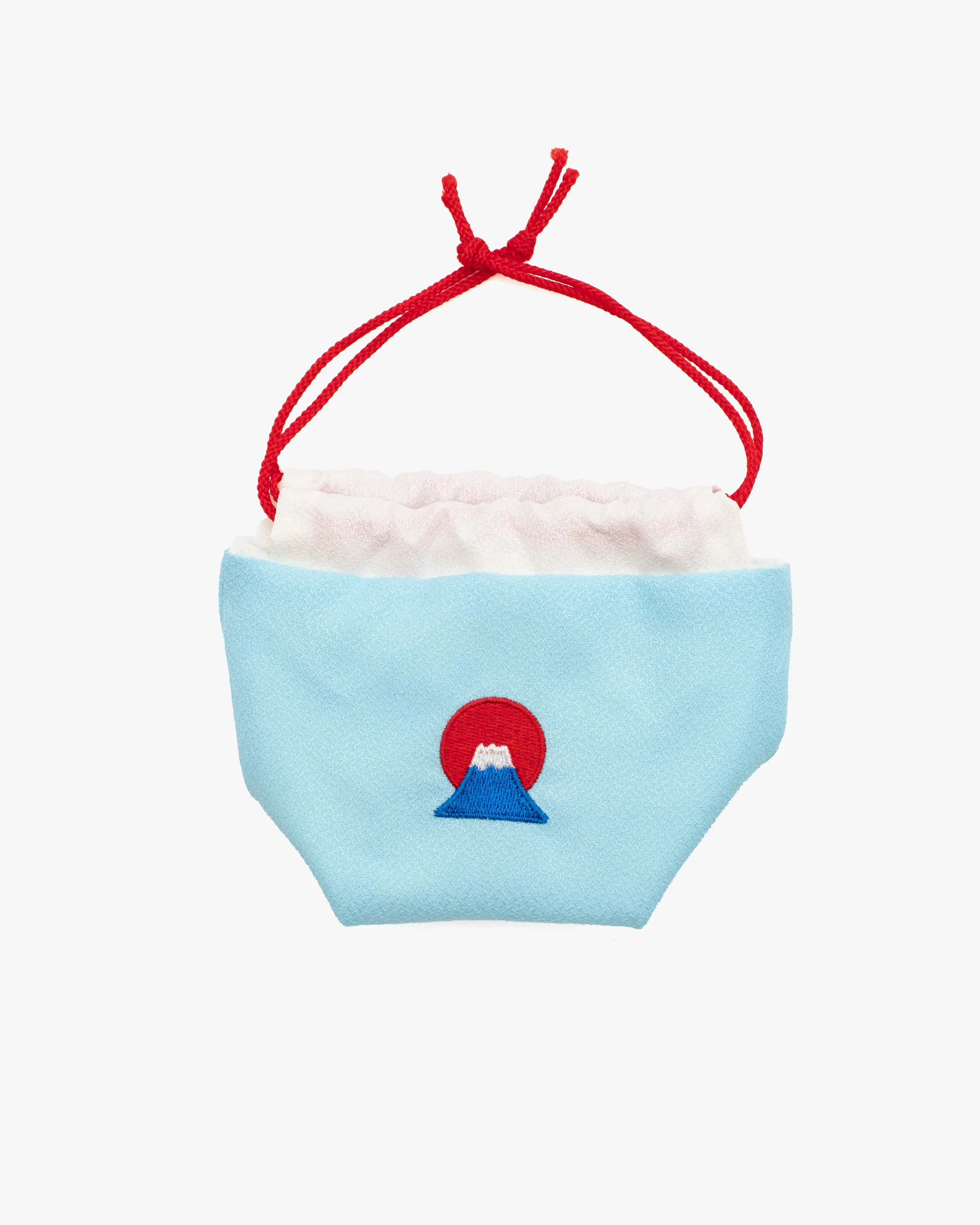 Embroidered Kinchaku, Miyamoto, Light Blue Mt. Fuji - Image 3