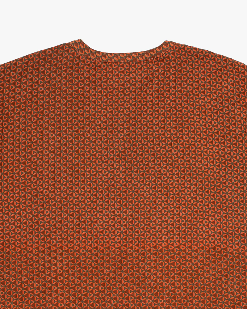 Wa-Modern, Short Sleeve Button Up Tunic, Orange - Image 4