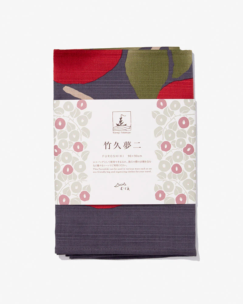 Modern Furoshiki, Musubi, Yumeji Takehisa, Tsubaki, Dark Gray, 35.5" x 35.5" - Image 4