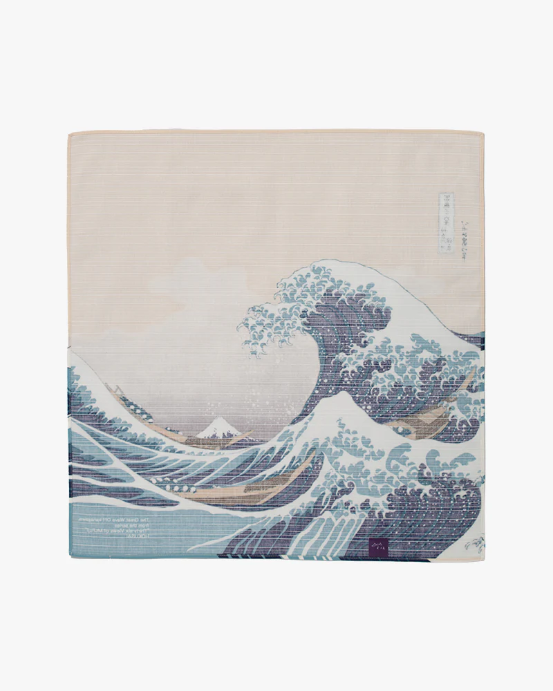 Furoshiki, HOKUSAI "Thirty-six Views of Mt. Fuji", The Great Wave Off Kanagawa, 19 x 19 - Image 2