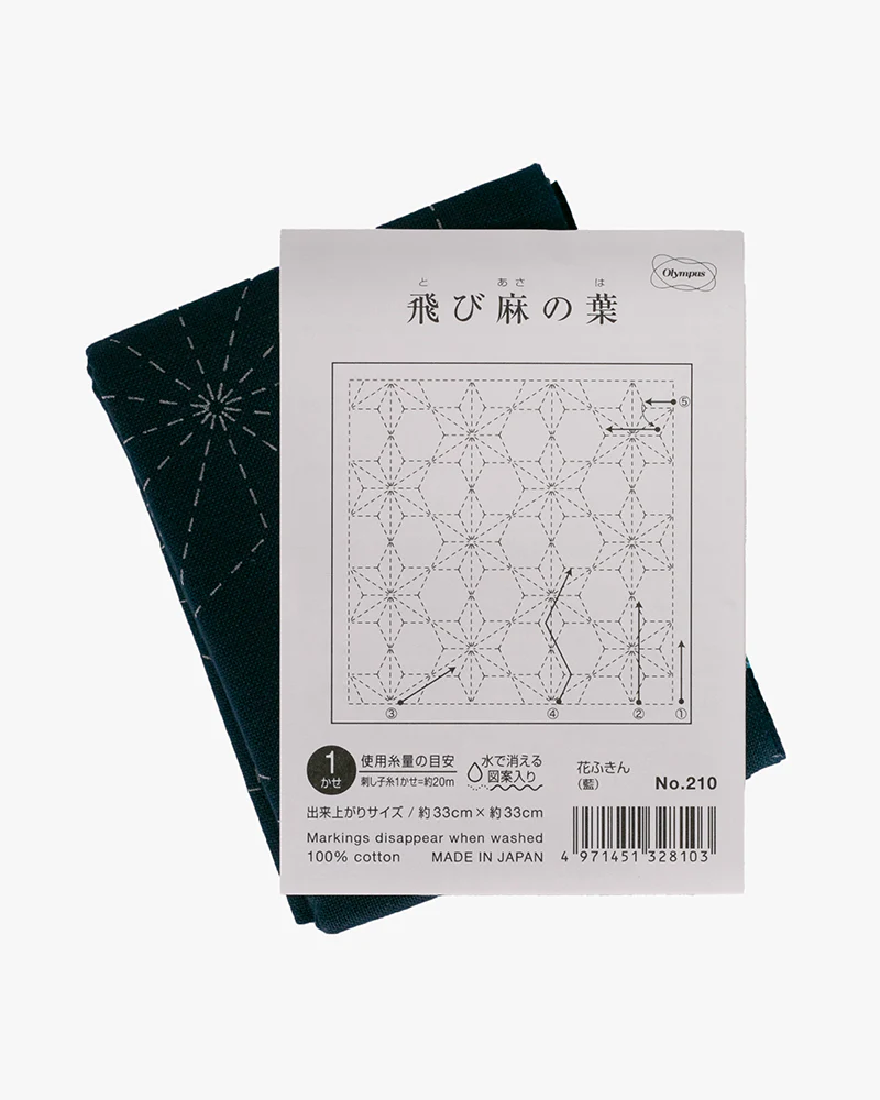 Hana-Fukin Sashiko Sampler, Tobi Asanoha, Navy