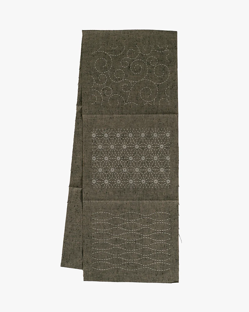 Sashiko Patch, Kofu-Tsumugi, Mouse Gray - Image 2