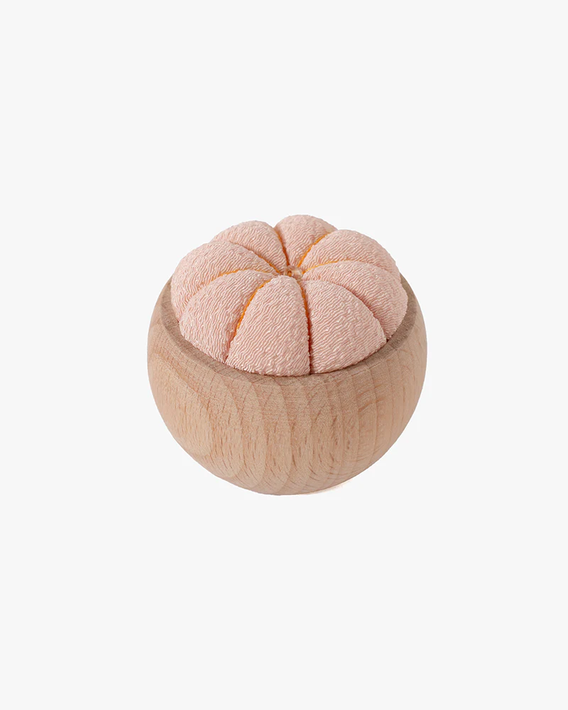 Hiro, Pin Cushion with Wooden Base, Peach - Image 3