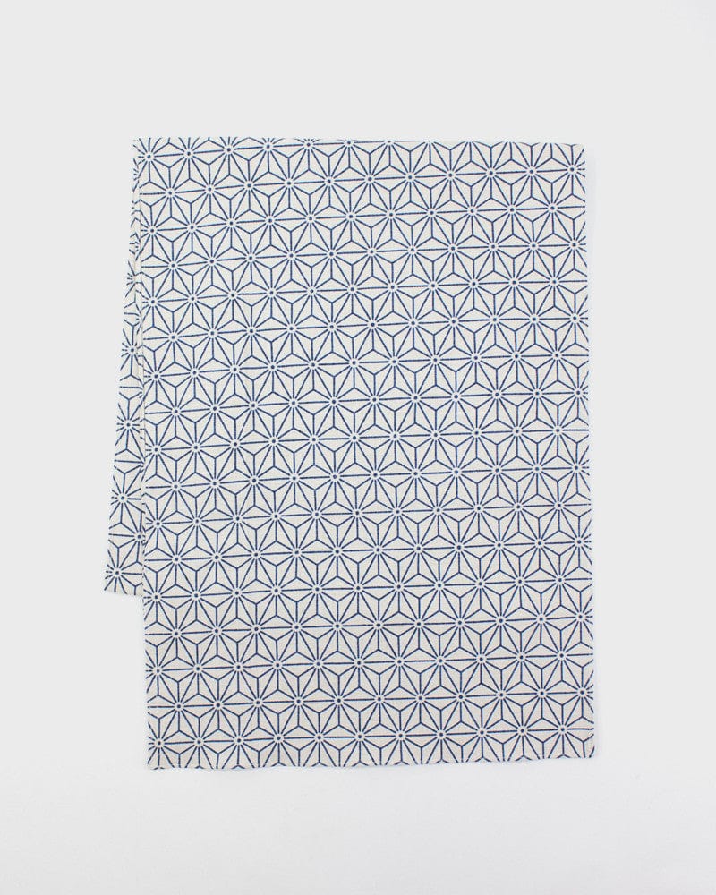 Kiriko Original Scarf, Classic, Cream with Indigo Asanoha - Image 2