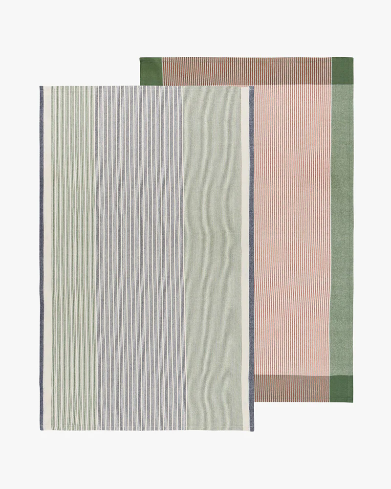 Danica Heirloom, Jade Green Array Stripe Dishtowel, Set of 2