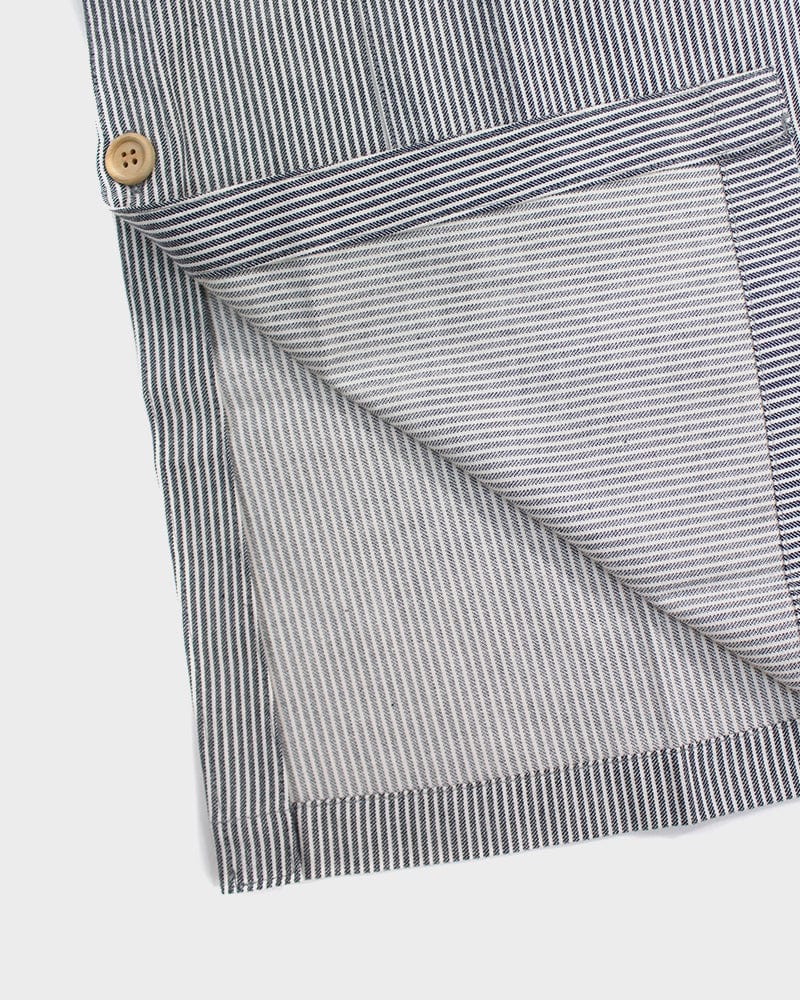 ToK Japanese Apron, Button Up Side, Grey and White Shima - Image 5