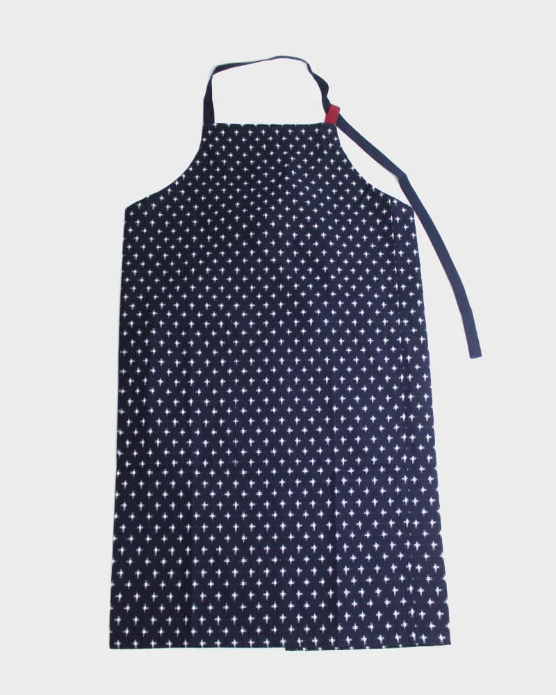 ToK Japanese Apron, Cafe Style, Indigo with White Jyuji