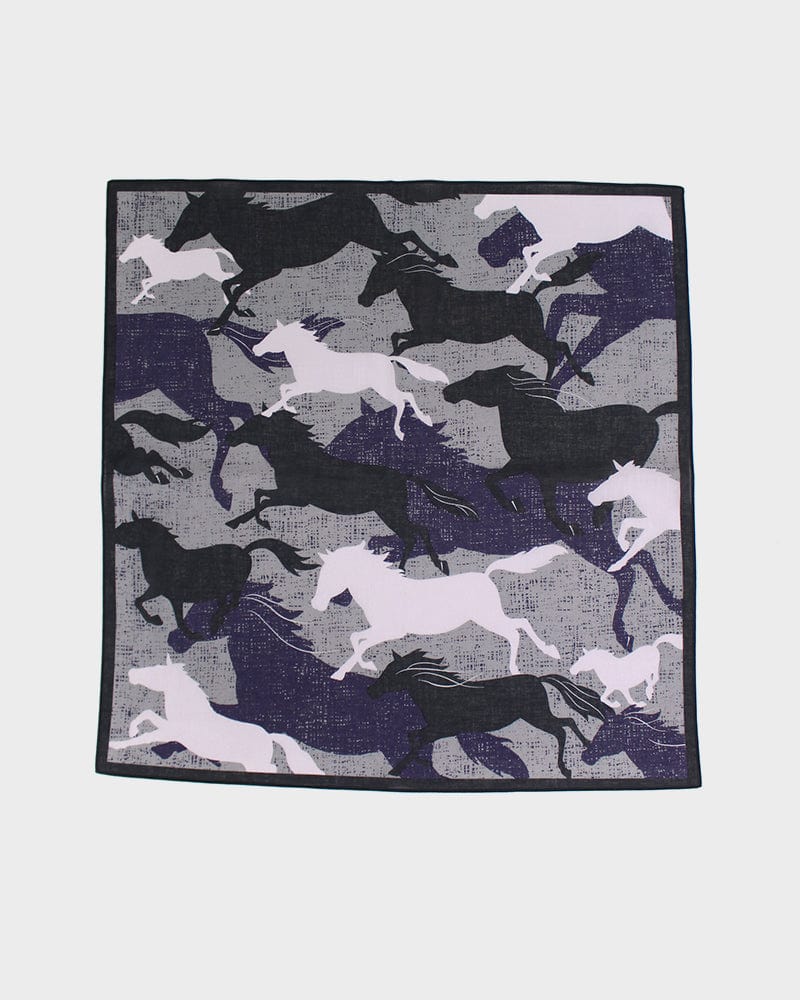 Japanese Handkerchief, Classic, Shofu, Purple Horses - Image 2