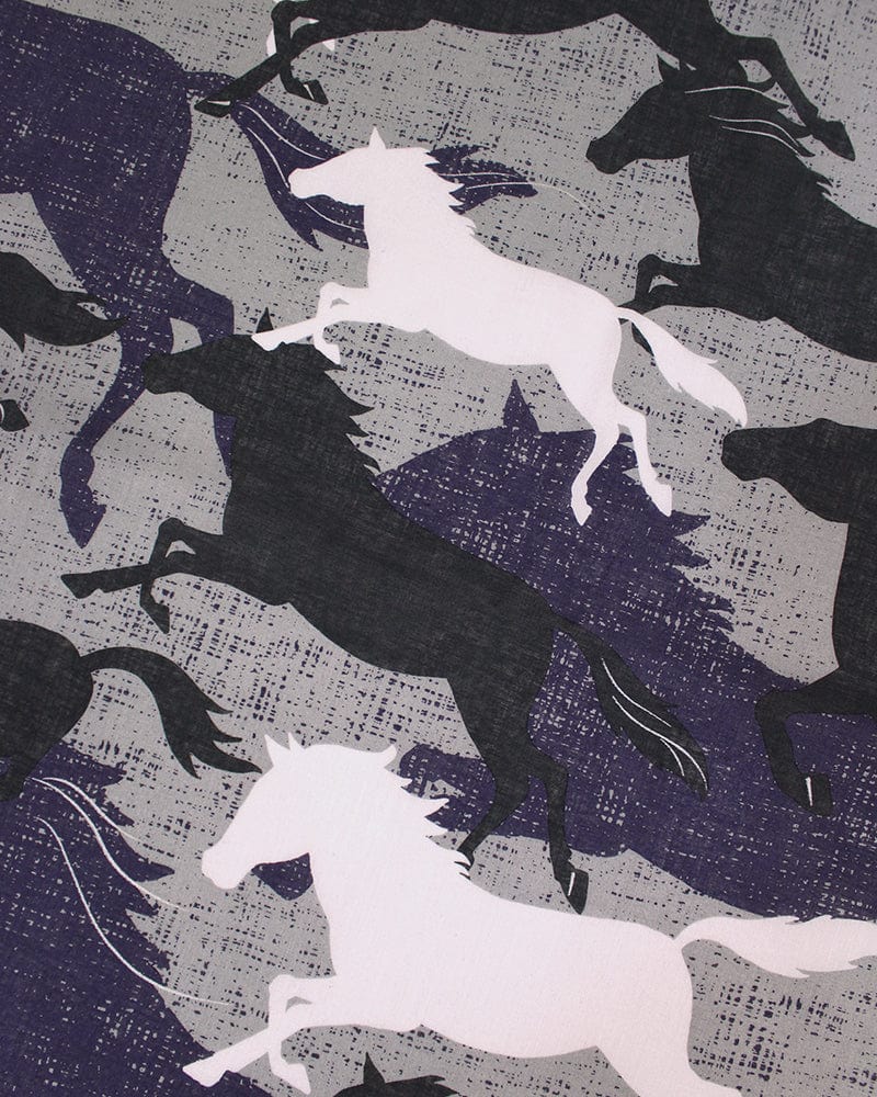 Japanese Handkerchief, Classic, Shofu, Purple Horses - Image 3