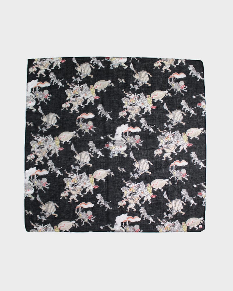 Japanese Handkerchief, Classic, Yokai, Hyakki Yagyo, Black - Image 2