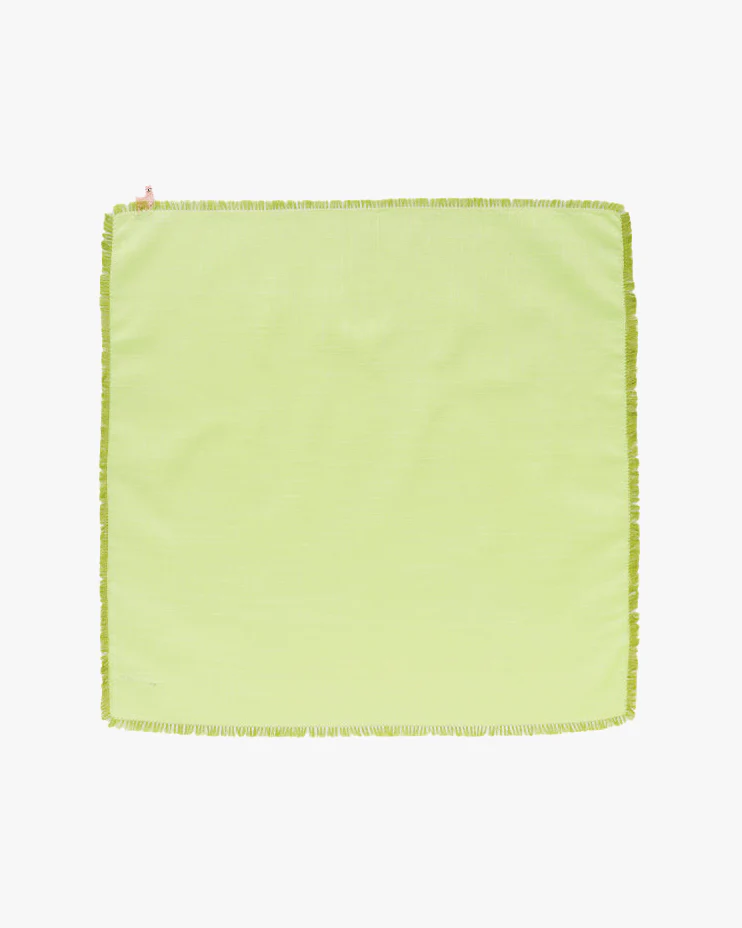 Japanese Handkerchief, Fringed, Green with Pink Alpaca - Image 4