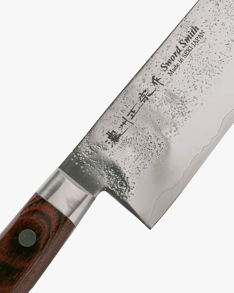 Japanese Knife, Satake Cutlery, Santoku Knife, Clad Steel, Nashiji, Laminated Wood Handle, 170mm - Image 2