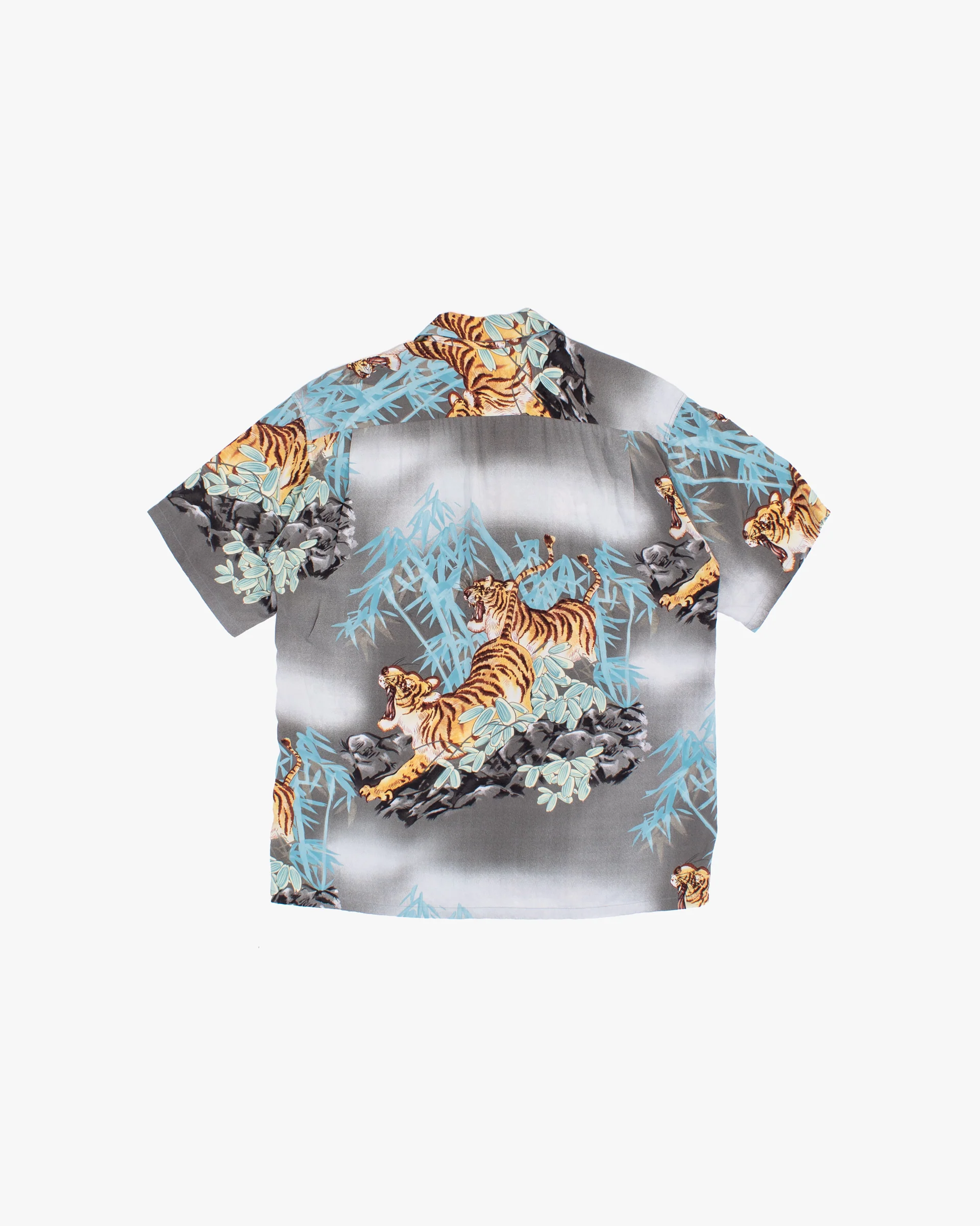Japanese Repro Aloha Shirt, L, Toyo, Tigers and Bamboo on Grey - Image 3