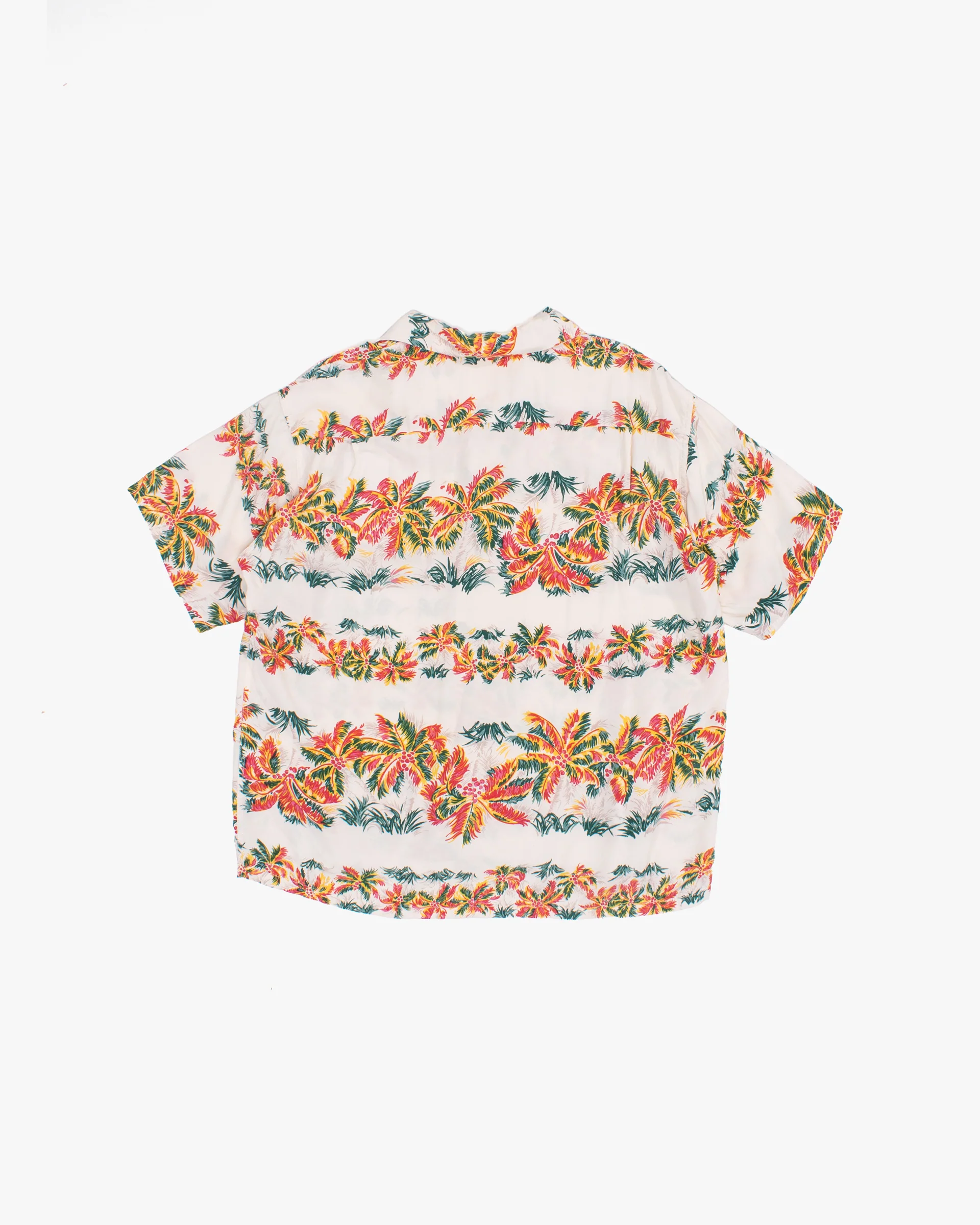 Japanese Repro Aloha Shirt, M, Edwin, Multicolor Palm Trees on Cream - Image 3
