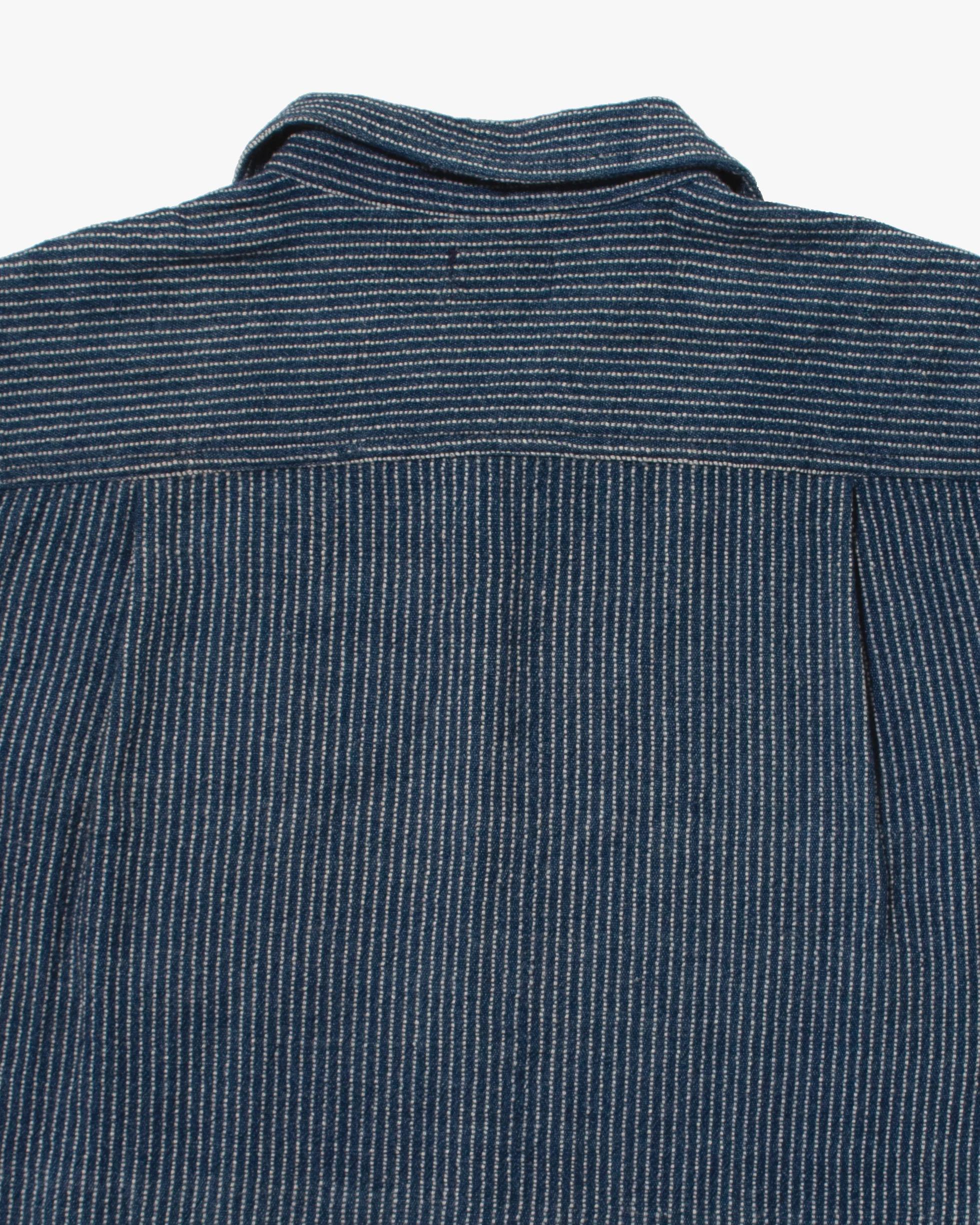 Japanese Repro Button Up Shirt, L, Gaijin Made, Embroidered Striped Navy - Image 7
