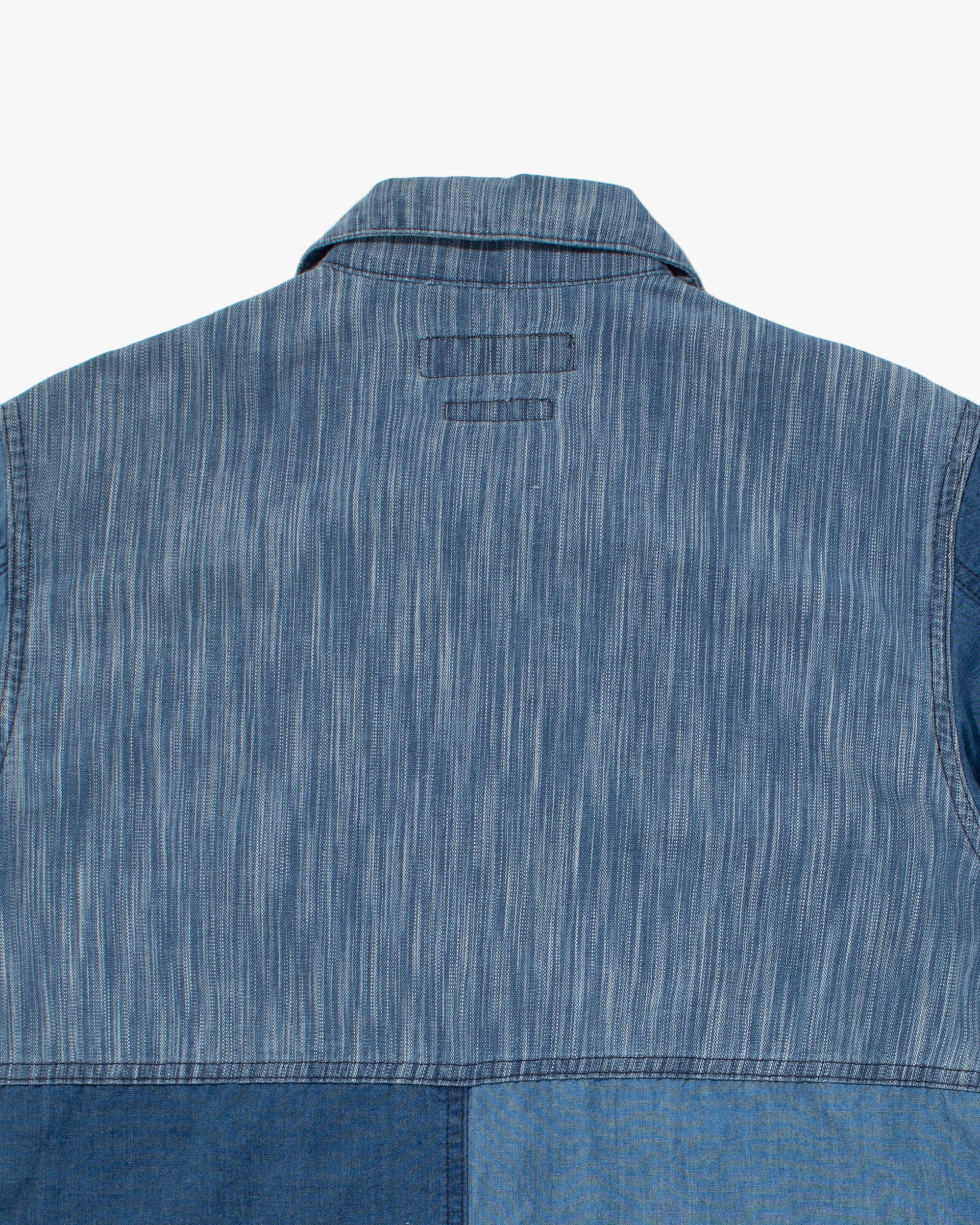 Japanese Repro Denim Button Up Shirt, M, FDMTL, Patchwork Denim - Image 8