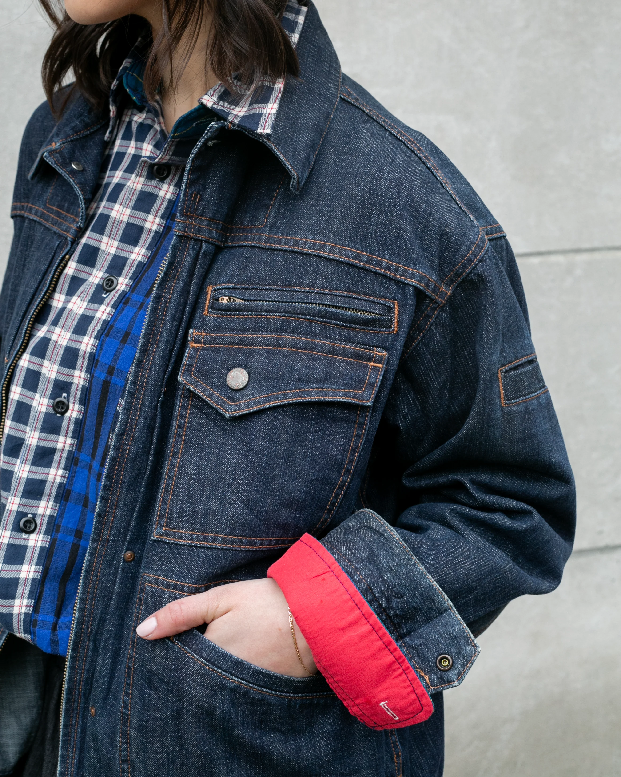 Japanese Repro Denim Jacket, Sekaifuji, Utility Pocket Details - XL - Image 3
